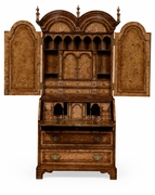 494477-LRO Jonathan Charles Queen Anne pollard veneer bureau cabinet with mirrored doors