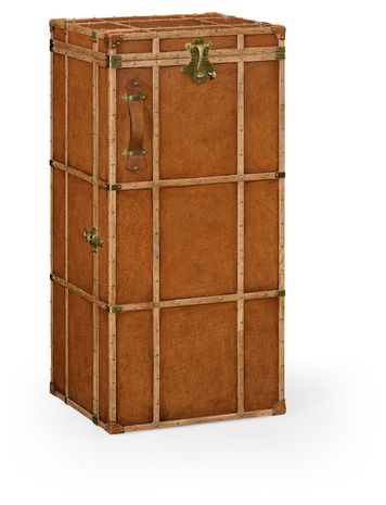 494487-L002 Jonathan Charles Travel Trunk Style Wine and Cocktail Cabinet
