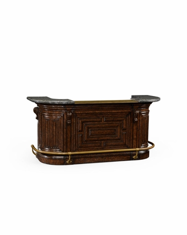 494490 Jonathan Charles Tudor Oak Linenfold Dark Oak Home Bar