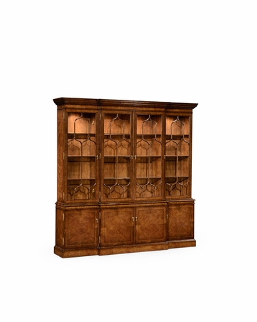 494511 Jonathan Charles Windsor Large Walnut Glazed Gothic Bookcase