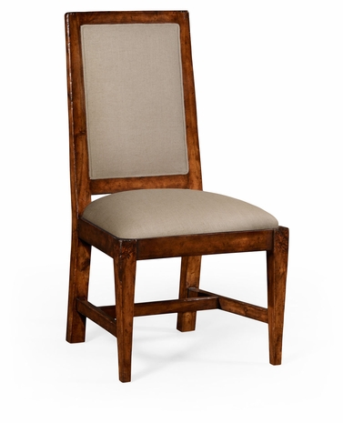 494542 Jonathan Charles Country Farmhouse Rustic Walnut Upholstered Side Chair With Lattice Back