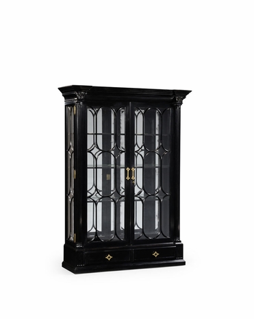 494554 Jonathan Charles Kensington Black Painted Display Cabinet With Column Detail