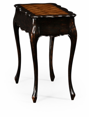 494560 Jonathan Charles Country Farmhouse French Style Black Finish End Table Parquet Top