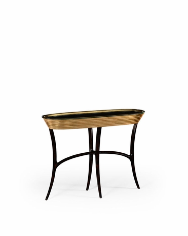 494567 Jonathan Charles Luxe Stepped Gilt Oval Console Table