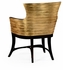 494572-EBF-L017 Jonathan Charles Fine Furniture JC Modern - Luxe Stepped Gilded Tub Easy Chair, Upholstered In Dark Chocolate Leather