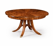 494592 Jonathan Charles Windsor Crotch Walnut Circular Dining Table With Self-Storing Leaves