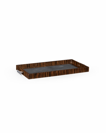 494629 Jonathan Charles Faux Macassar Ebony and Black Shagreen Tray