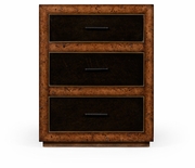 494643-RBO JC Edited Anvil Rustic Burl Oak And Leather Chest Of Three Drawers