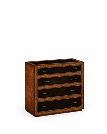 494644 Jonathan Charles Anvil Rustic Burr Oak And Leather Chest Of Four Drawers