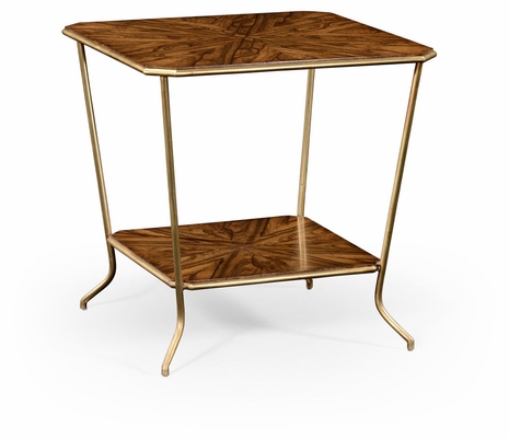 494679-LAW Jonathan Charles Lux Argentinian Walnut Veneered Square Side Table