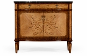 494691-SAL Jonathan Charles Versailles Satinwood & Floral Side Cabinet With Marble Top