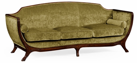 494710-MAH-F004 Jonathan Charles Versailles Empire Style Sofa (Mahogany/Velvet Lime)