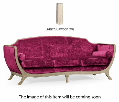 494710-PLT-F003 Jonathan Charles Versailles Empire Style Sofa (Limed Tulip Wood/Velvet Fuchsia)