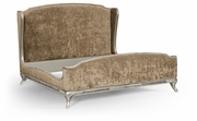494720-CAK-SIL-F005 Jonathan Charles Versailles Us Cali King Louis Xv Bed (Silver Leaf/Velvet Calico)