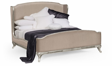 494720-CAK-SIL-FCOM Jonathan Charles Versailles Us Cali King Louis Xv Bed (Silver Leaf/Com)