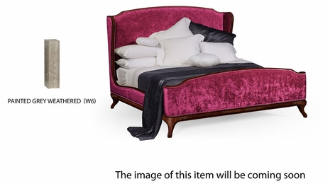 494720-USQ-PGW-F003 Jonathan Charles Versailles Us Queen Louis Xv Bed (Grey Weathered/Velvet Fuchsia)