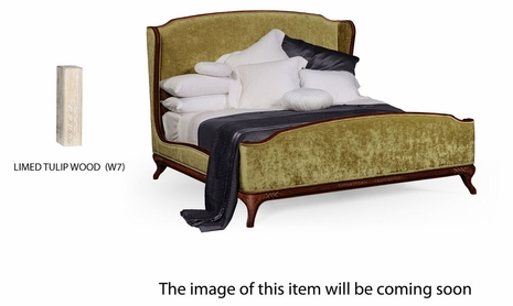 494720-USQ-PLT-F004 Jonathan Charles Versailles Us Queen Louis Xv Bed (Limed Tulip Wood/Velvet Lime)