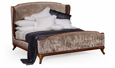 494720-USQ-WAL-F002 Jonathan Charles Versailles Us Queen Louis Xv Bed (Walnut/Velvet Truffle)