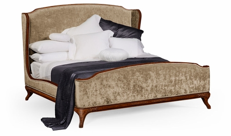494720-USQ-WAL-F005 Jonathan Charles Versailles Us Queen Louis Xv Bed (Walnut/Velvet Calico)