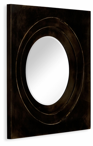 494772-FBR JC Modern Lux Black Framed Round Mirror