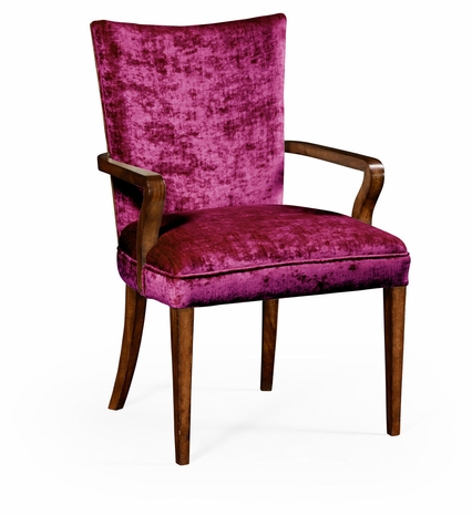494808-AC-CWM-F003 Jonathan Charles Buckingham Biedermeier Style Walnut Dining Armchair (Fuchsia)