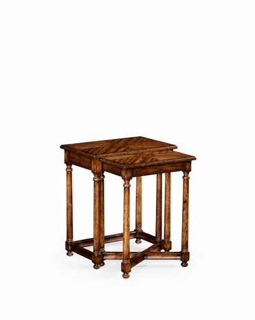 494817 Jonathan Charles Huntingdon Walnut Parquet Nesting Tables With Contrast Inlay