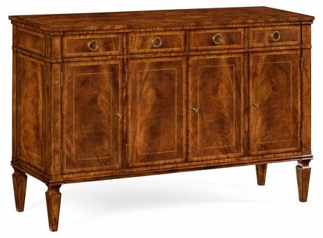 494842-CWM Jonathan Charles Regency style crotch walnut sideboard with four doors