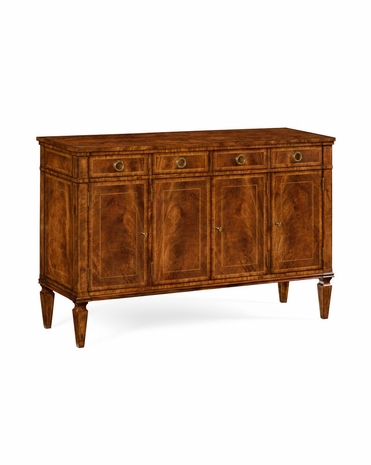 494843 Jonathan Charles Windsor Regency Style Crotch Walnut Sideboard With Four Doors with Crotch Walnut Medium Finish