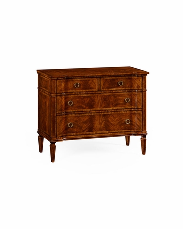 494845 Jonathan Charles Windsor Regency Style Walnut Reverse Breakfront Chest Of Drawers with Crotch Walnut Medium Finish