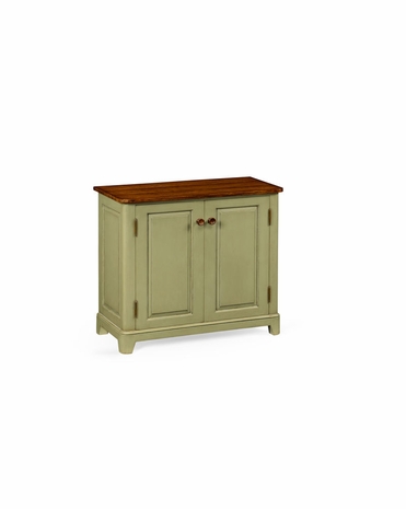 494885 Jonathan Charles Huntingdon Gustavian Style Two Door Cupboard with Painted Antique Ruskin Room Green Finish