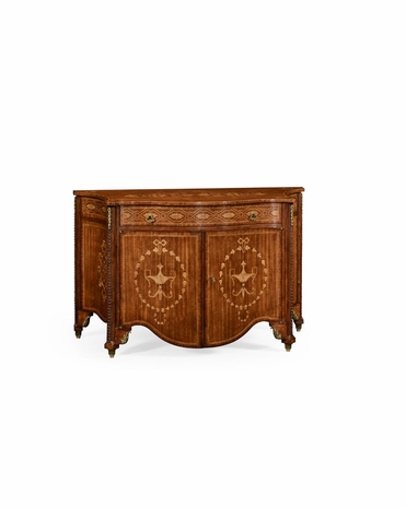 494902 Jonathan Charles Versailles Chippendale Style Commode With Fine Inlay with Satinwood Medium On Marquetry Veneer Finish