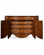 494902 Jonathan Charles Versailles Chippendale Style Commode With Fine Inlay with Satinwood Medium On Marquetry Veneer Finish
