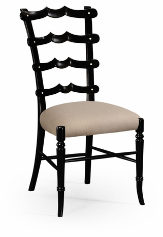 494908-SC-BLA-F001 JC Edited Casual Country Black "Yoke" Ladderback Side Chair