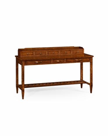 494917 Jonathan Charles Huntingdon Plank Walnut Sideboard With Strap Handles with Walnut Country Farmhouse Finish
