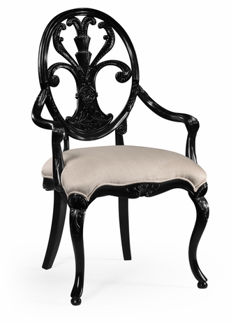 494941-AC-BLA-F001 Jonathan Charles Black painted sheraton style oval back armchair