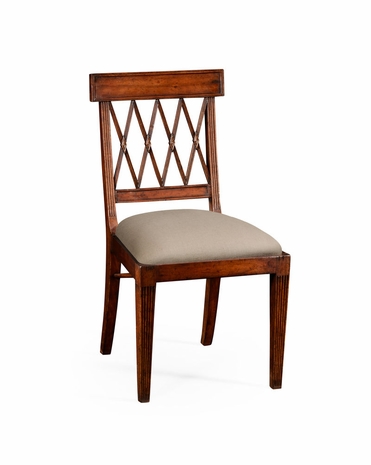 494949 Jonathan Charles Windsor Regency Style Lattice Back Dining Side Chair with Walnut Medium Finish
