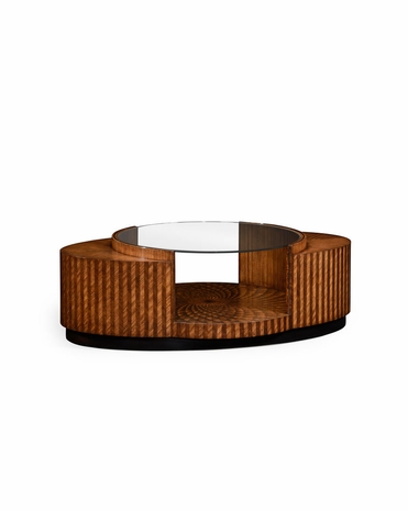 494957 Jonathan Charles Icarus Feather Inlay Coffee Table with Zebrano Medium Finish