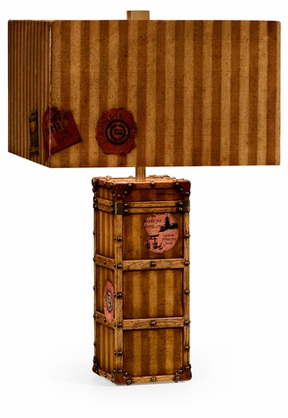 494971-LPC JC Edited Voyager Striped Travel Trunk Style Table Lamp