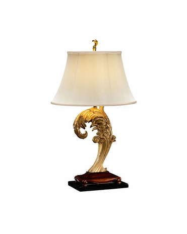 494985 Jonathan Charles Buckingham Asymmetric Gilded Leaf Table Lamp with Antique Gold-Leaf Light With Rub-Through And Medium Finish