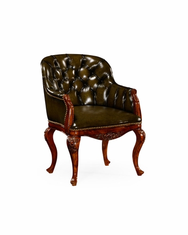 494997 Jonathan Charles Buckingham Chesterfield Style Armchair with Antique Mahogany Medium Finish