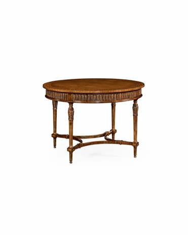 495001 Jonathan Charles Windsor Napoleon lll Style Circular Centre Table With Fine Inlay with Satinwood Medium On Marquetry Veneer Finish