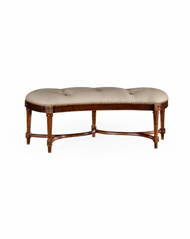 495002 Jonathan Charles Windsor Padded Curved Walnut Window Seat with Walnut Medium Finish