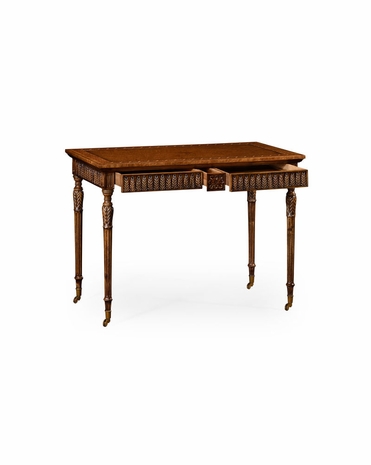 495008 Jonathan Charles Windsor Napoleon lll Style Bureau Plat With Fine Inlay with Satinwood Medium On Marquetry Veneer Finish