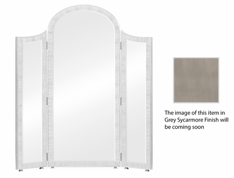 495036-GSH-STS Jonathan Charles Opera Art Deco Style Full Length Triple Dressing Mirror With Stainless Steel Detail