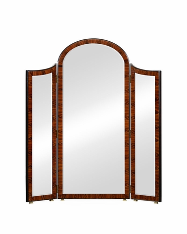 495036 Jonathan Charles Santos Art Deco Style Full Length Triple Dressing Mirror (High Lustre) with Santos Rosewood High Lustre Finish