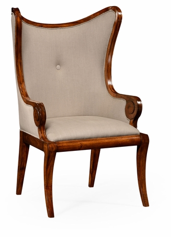 495051-AC-WAL-F001 Jonathan Charles Knightsbridge Walnut "Butterfly" Upholstered Armchair