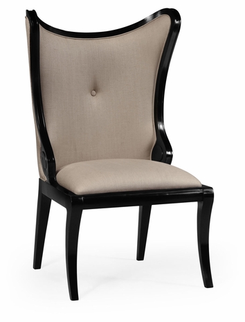 495051-SC-BLA-F001 Jonathan Charles Knightsbridge Black Painted "Butterfly" Upholstered Side Chair