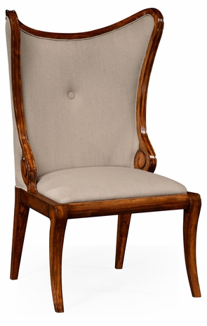 495051-SC-WAL-F001 Jonathan Charles Walnut "butterfly" upholstered side chair