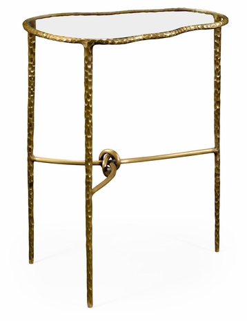 495083-BRA JC Modern Stiletto Brass Hammered Freeform Lamp Table