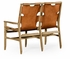495099-LWO-L002 JC Edited Architects House Midcentury Style Slung Leather Light Oak Two Seat Bench